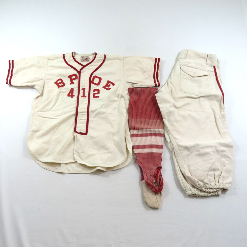 Flannel Baseball Uniform 1930s/40s Bowlus School Supply ELKS Shirt34 Pants30